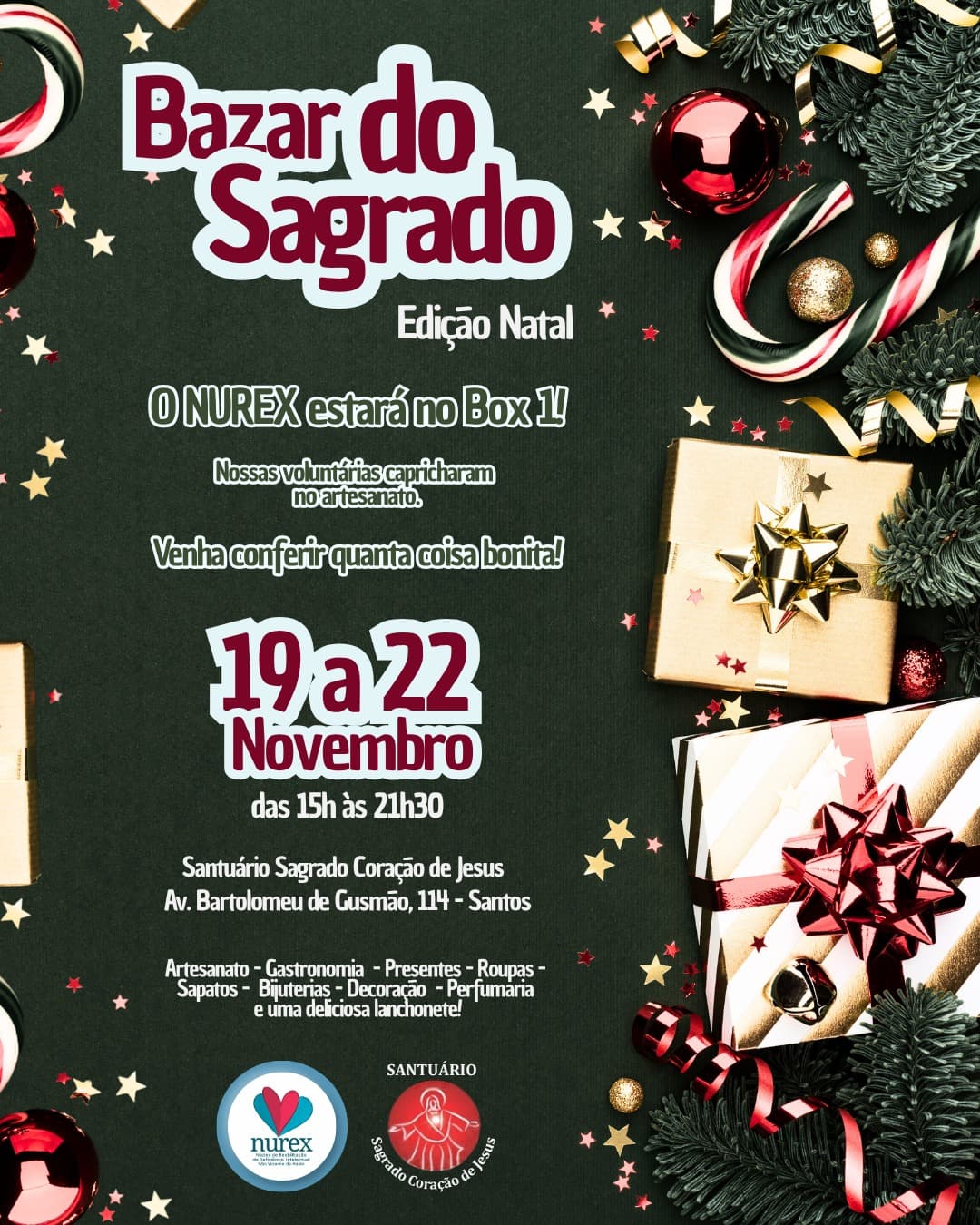 Nurex participa do Bazar do Sagrado, edição Natal, com artesanato feito por voluntárias